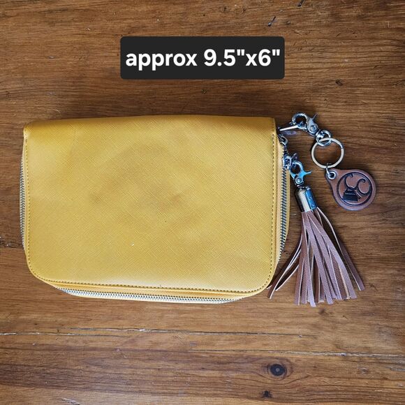 Concealed Carrie Brand Compact Zippered Clutch In Mustard With Keychains - Picture 1 of 4